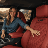 Tacoma red TRD diamond quilted seat covers for Toyota