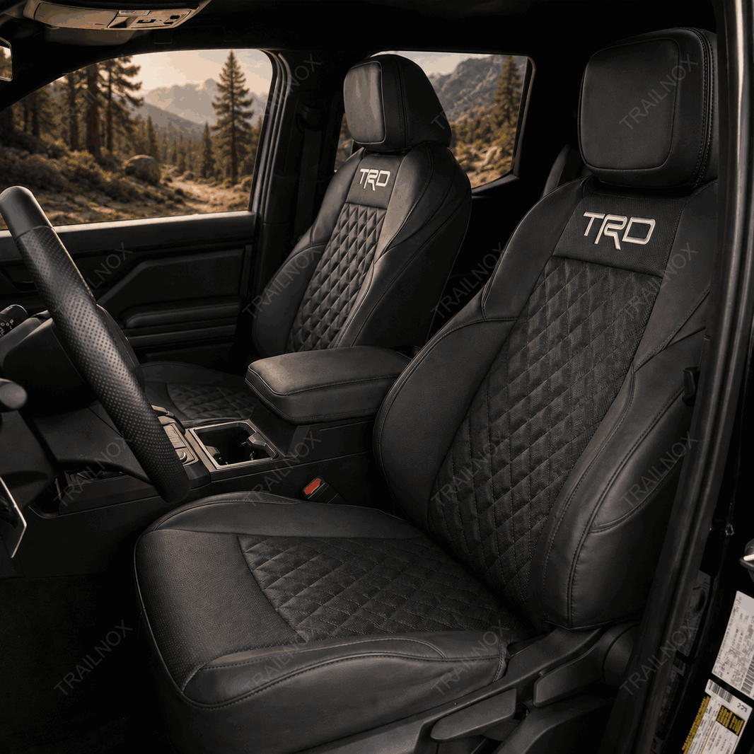 Tacoma 2024+ Black TRD Diamond Quilted Seat Covers For Toyota