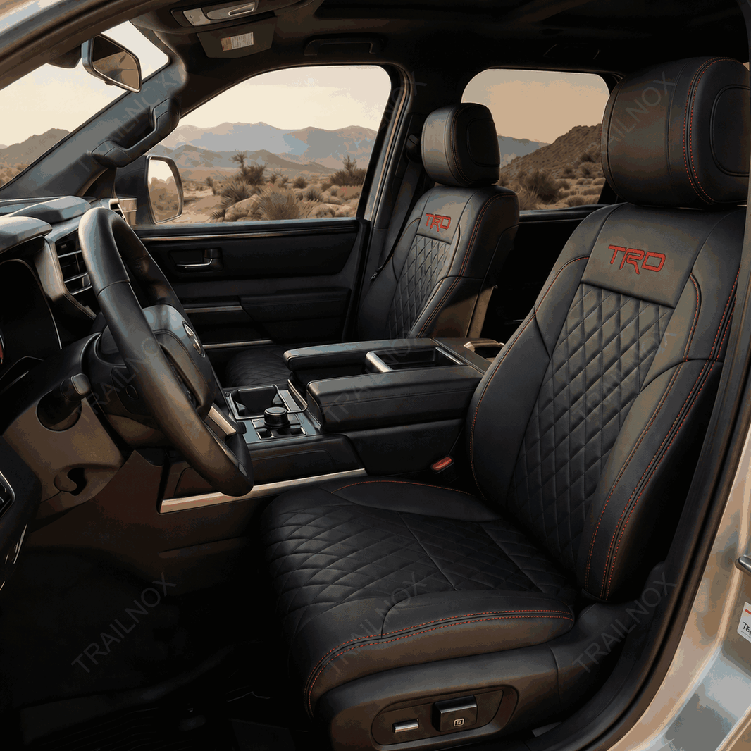 Tundra 2022+ Black Embossed Seat Covers TRD Letter Style Seat Protectors for Toyota