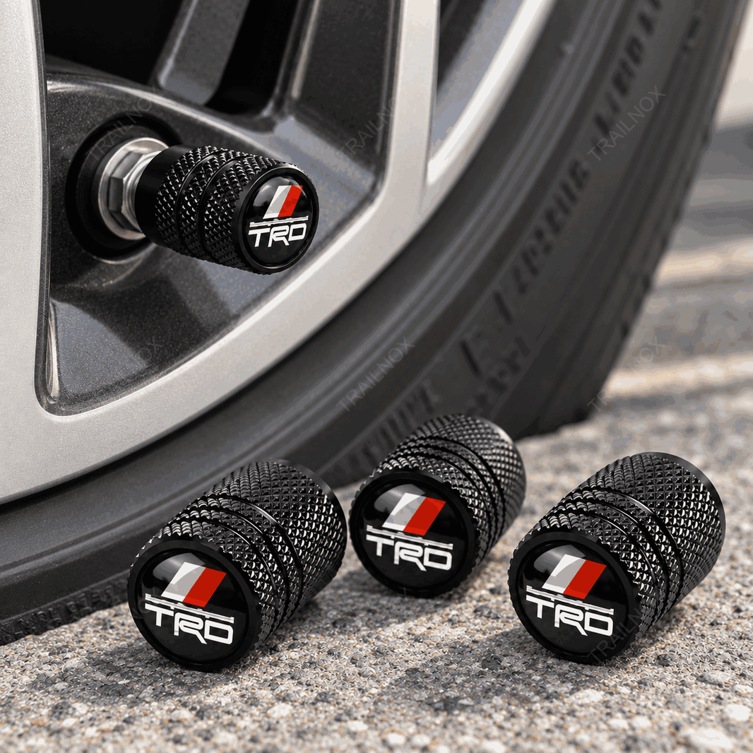 Toyota TRD Style Aluminum Tire Valve Stem Caps, Universal Alloy Tire Valve Covers, Car & Truck Accessories