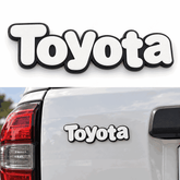 Toyota 3D Rear Emblem Badge, Mario Style Toyota Lettering, 3M Adhesive Trunk Tailgate Decal