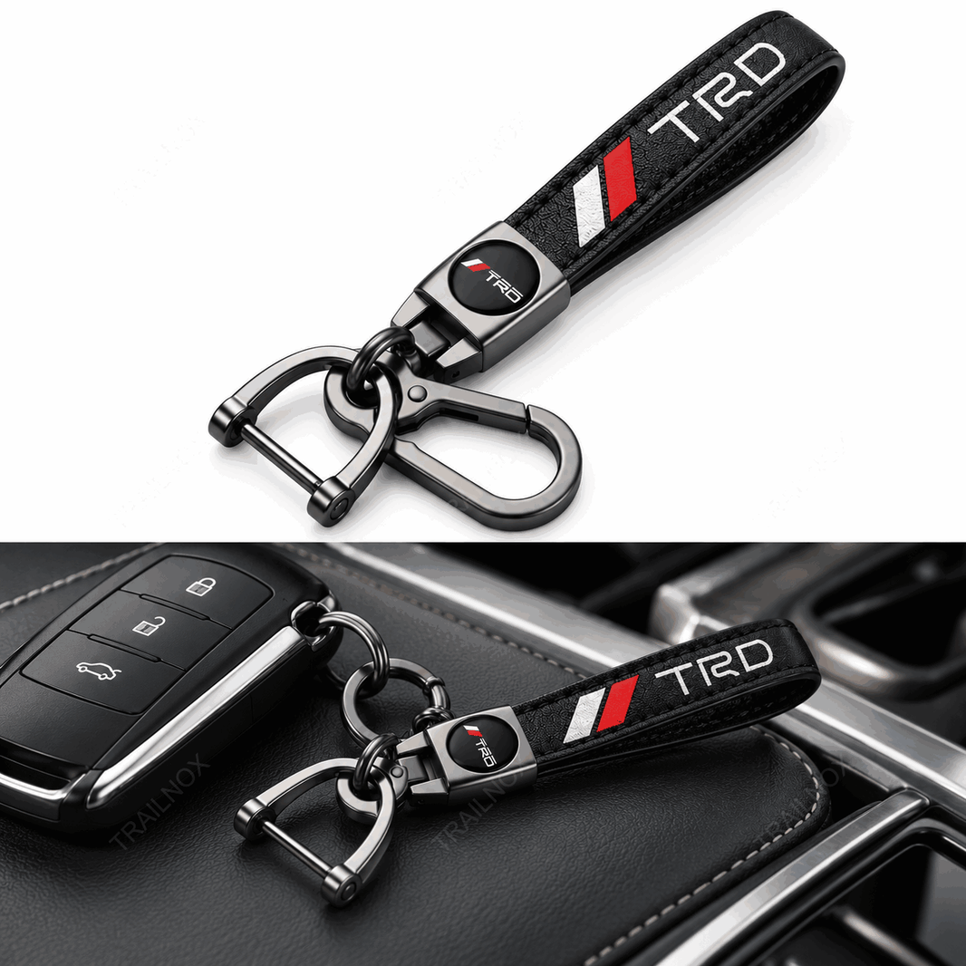 Car Keychain Metal Key Ring, Leather Key Holder, Car Key Fob Accessory for Toyota