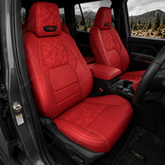 Tacoma Seat Covers – Red camouflage seat covers with TRD-style silicone logo