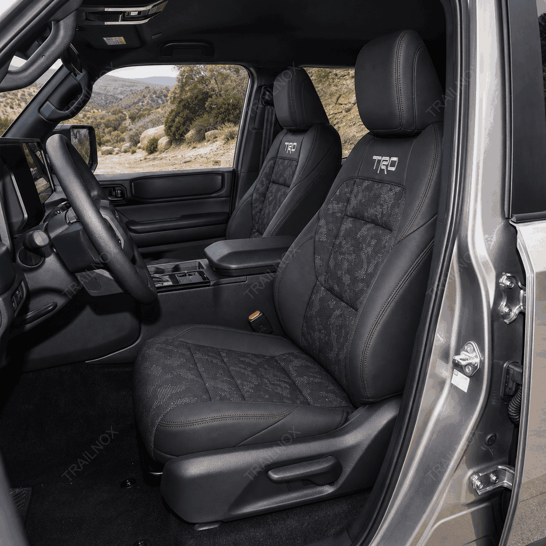2024+ Toyota Land Cruiser 250 Series Black Camo Seat Covers with TRD Style Logo Waterproof Seat Protector